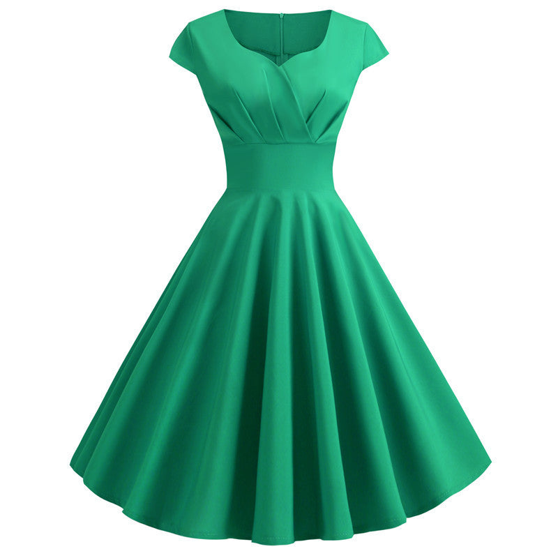 V-Neck Circle Skirt Dress