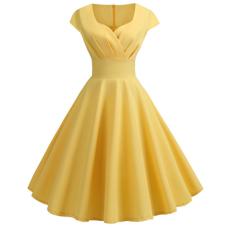 V-Neck Circle Skirt Dress