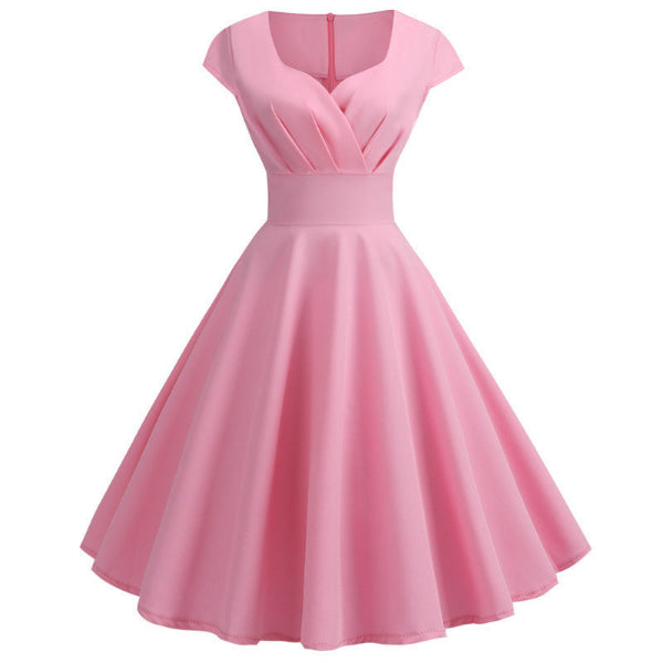 V-Neck Circle Skirt Dress