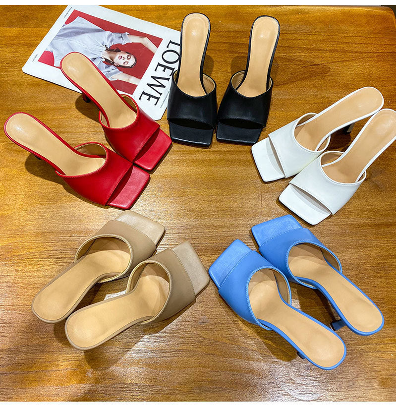 Simple Versatile High-Heeled Slippers