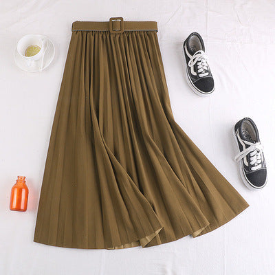 Belted Chiffon Pleated Skirt