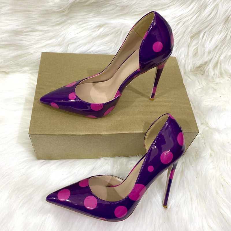 Polka Dot, Hollow Side, Pointed Thin Heel High Heels