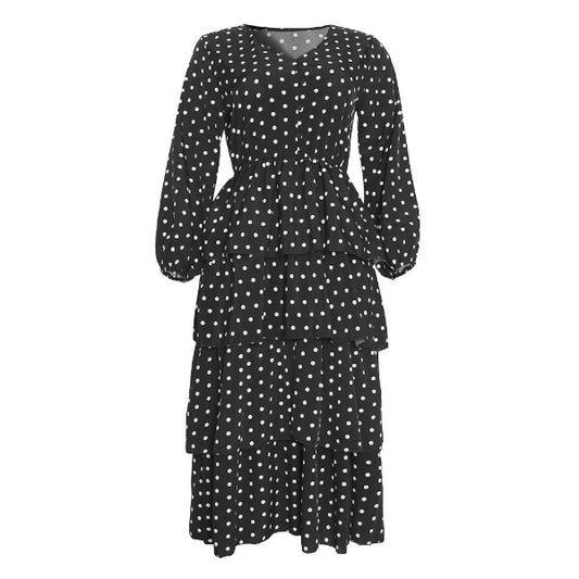 V-neck Ruffled Waist Modest Christian Dress