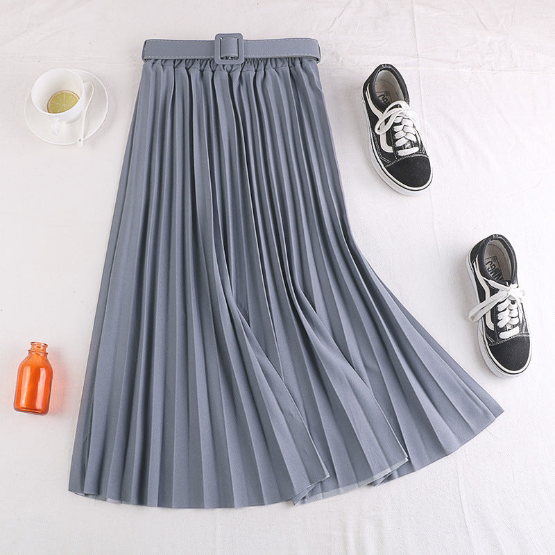 Belted Chiffon Pleated Skirt