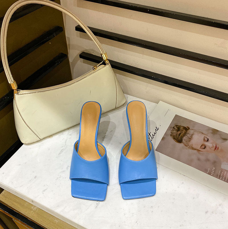 Simple Versatile High-Heeled Slippers