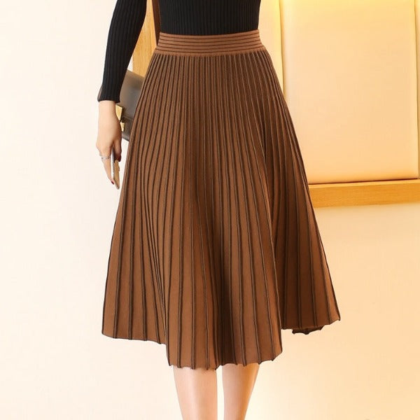 Solid Color Knit Skirt