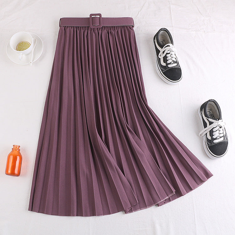 Belted Chiffon Pleated Skirt