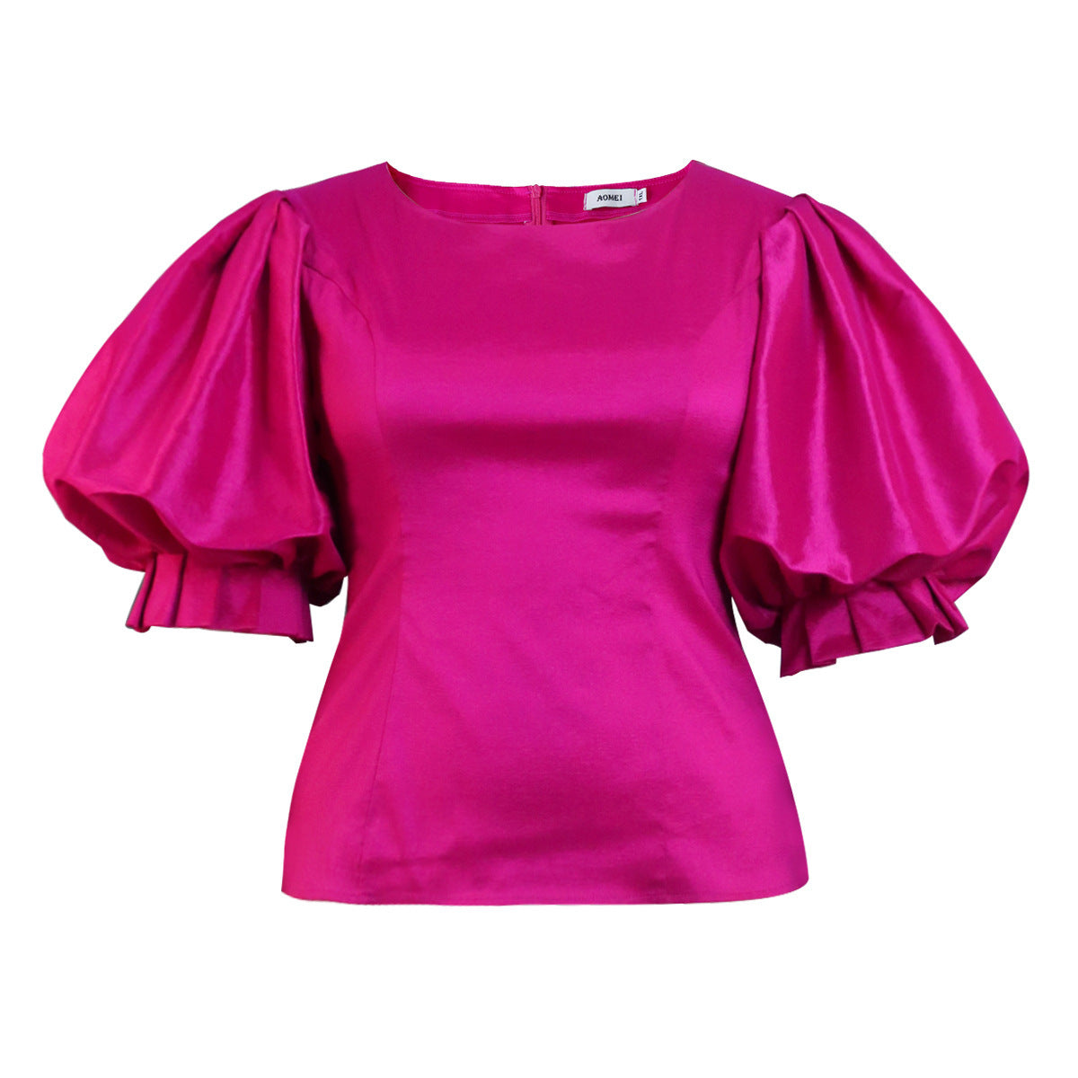 Graceful Satin Lantern Sleeve Top