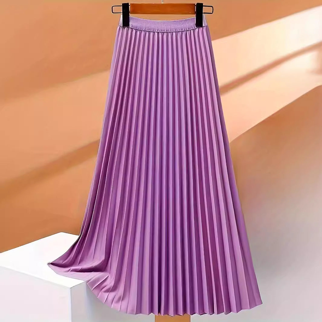 Women's Modest Solid Color Pleated Church Skirt
