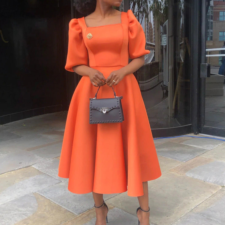 Women Solid Color Fashion Dress