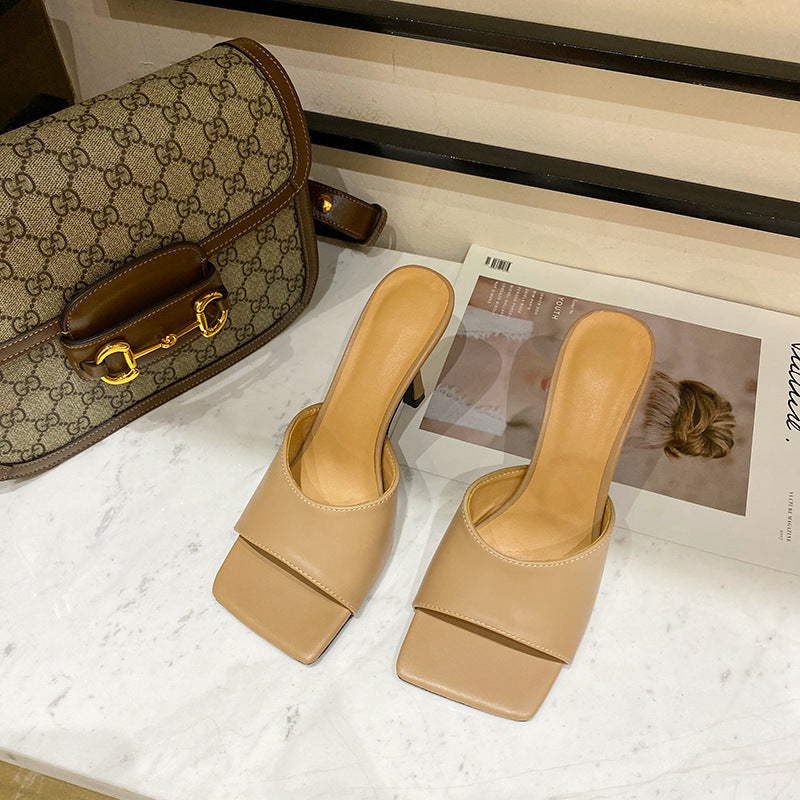 Simple Versatile High-Heeled Slippers