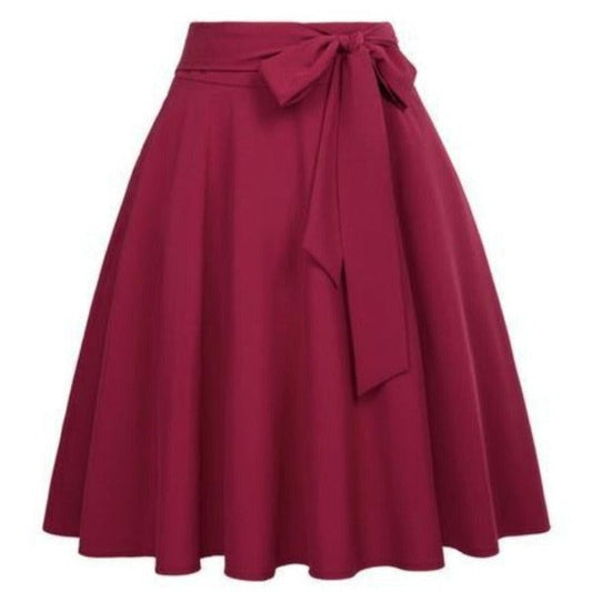 Women's bow waist flair skirt