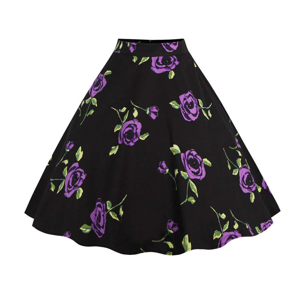 Vintage High Waist Print Skirt