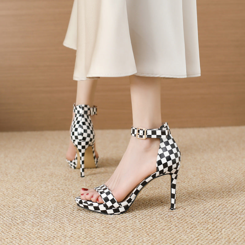 Women's Elegant Checkered Evening Shoes