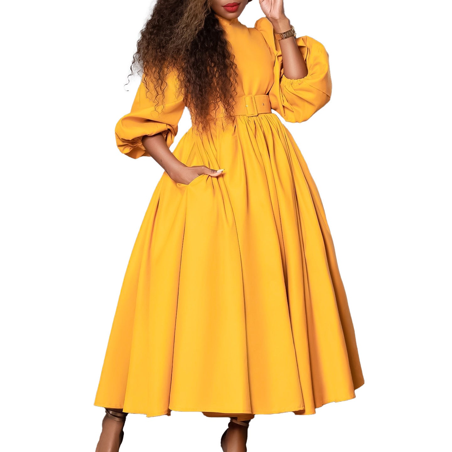 Women's Half Turtleneck 3/4 Sleeve Dress