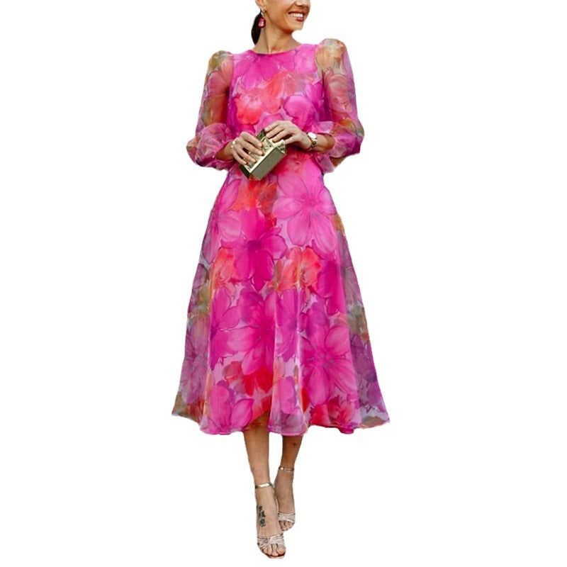 Female Fashion Sheer Flower Dress