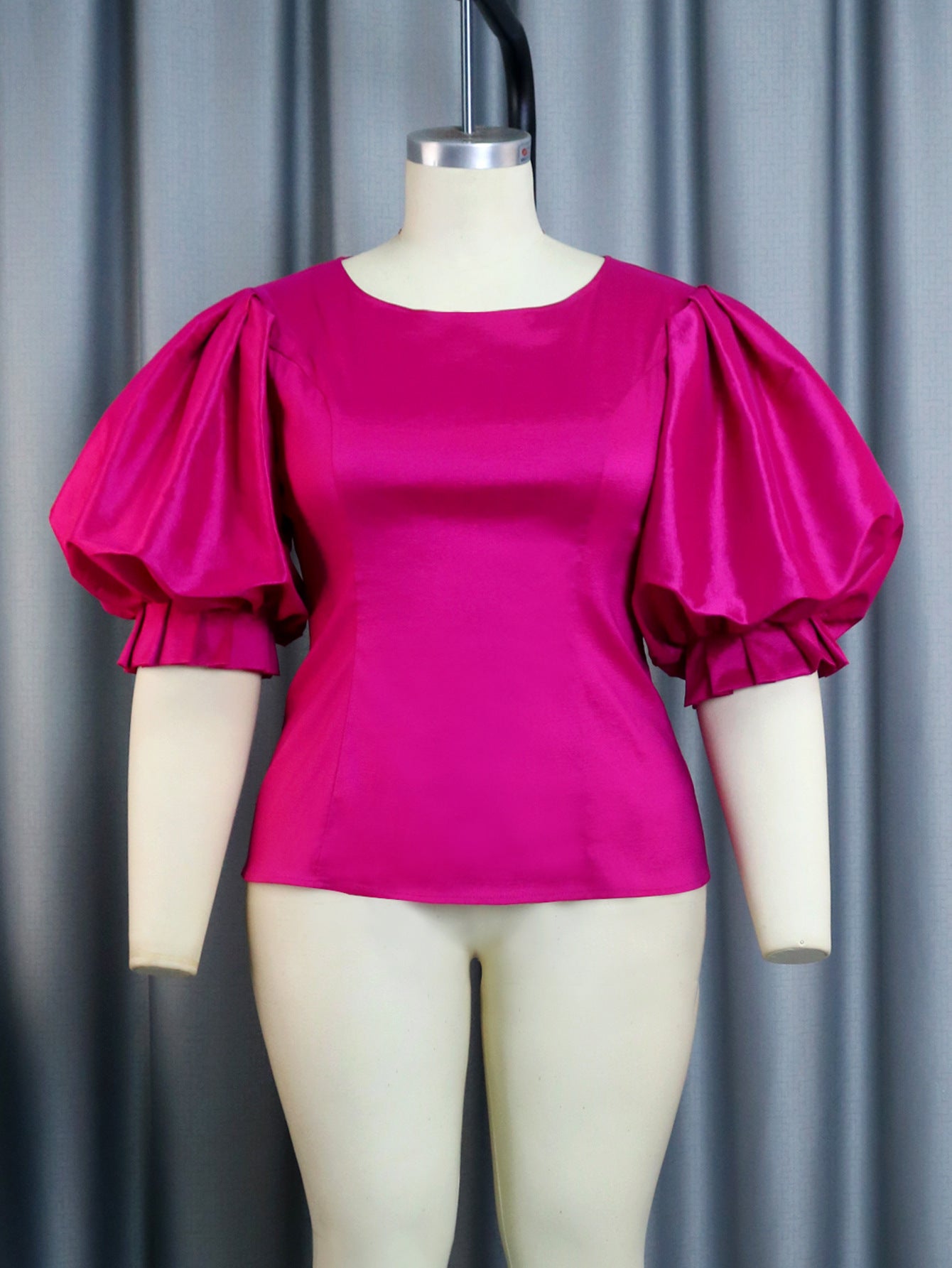 Graceful Satin Lantern Sleeve Top