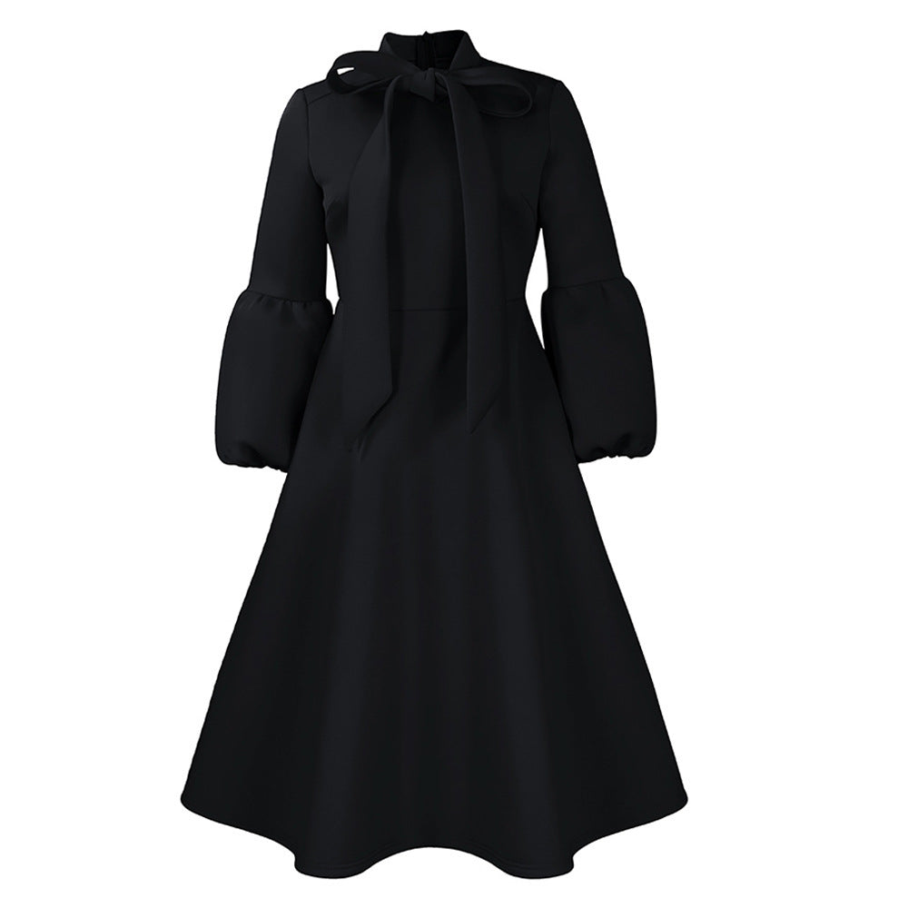 Elegant Puff Sleeve High Waist Dress