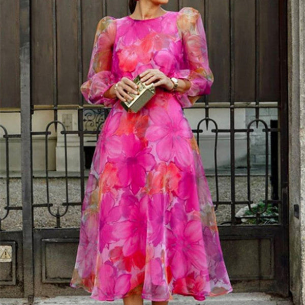 Female Fashion Sheer Flower Dress