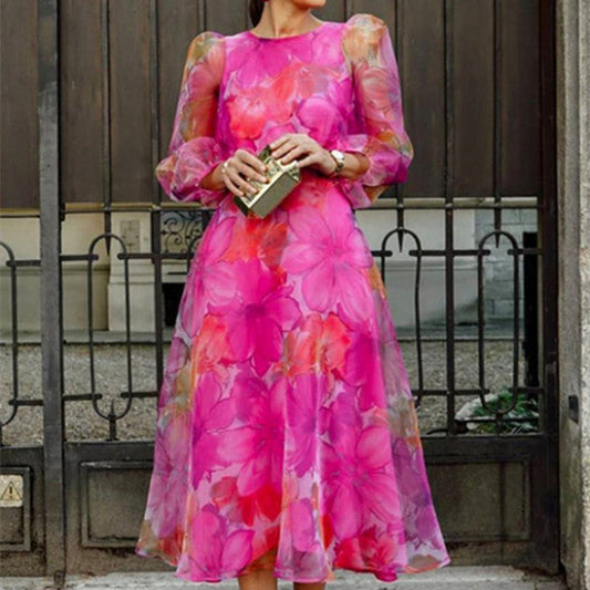 Female Fashion Sheer Flower Dress