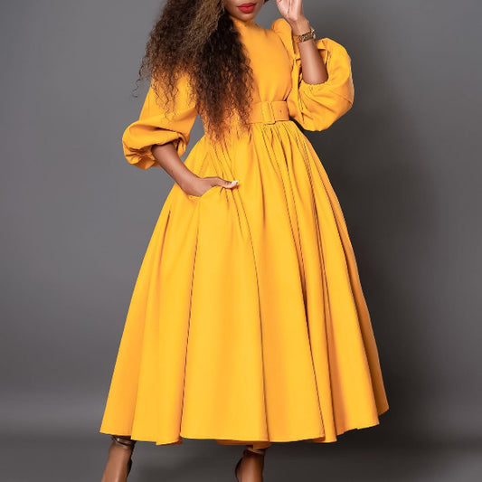 Women's Half Turtleneck 3/4 Sleeve Dress