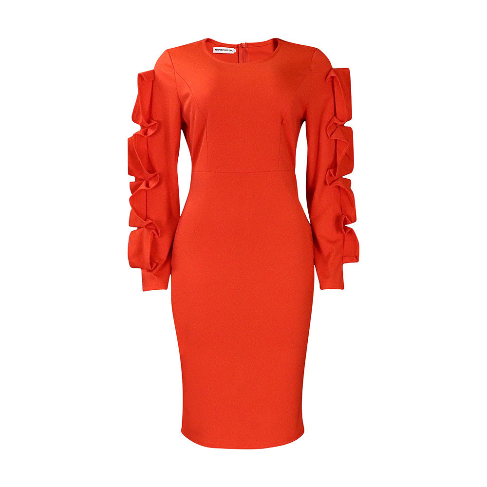 Elegant Dress Plus Size Long Sleeve Dress