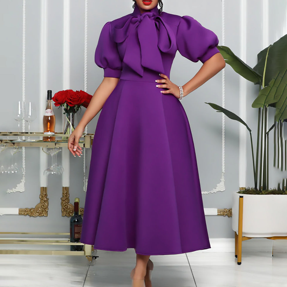 Plus Size Bow Banquet Evening Dress