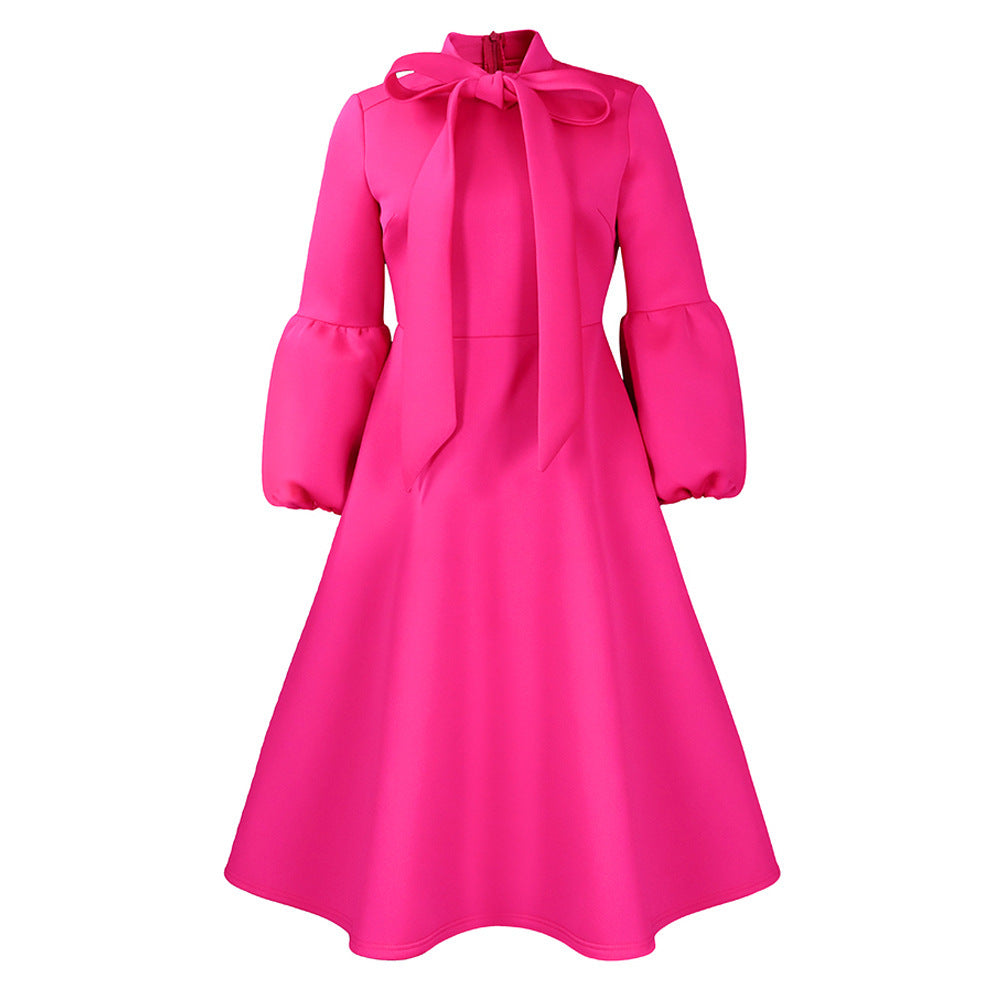 Elegant Puff Sleeve High Waist Dress