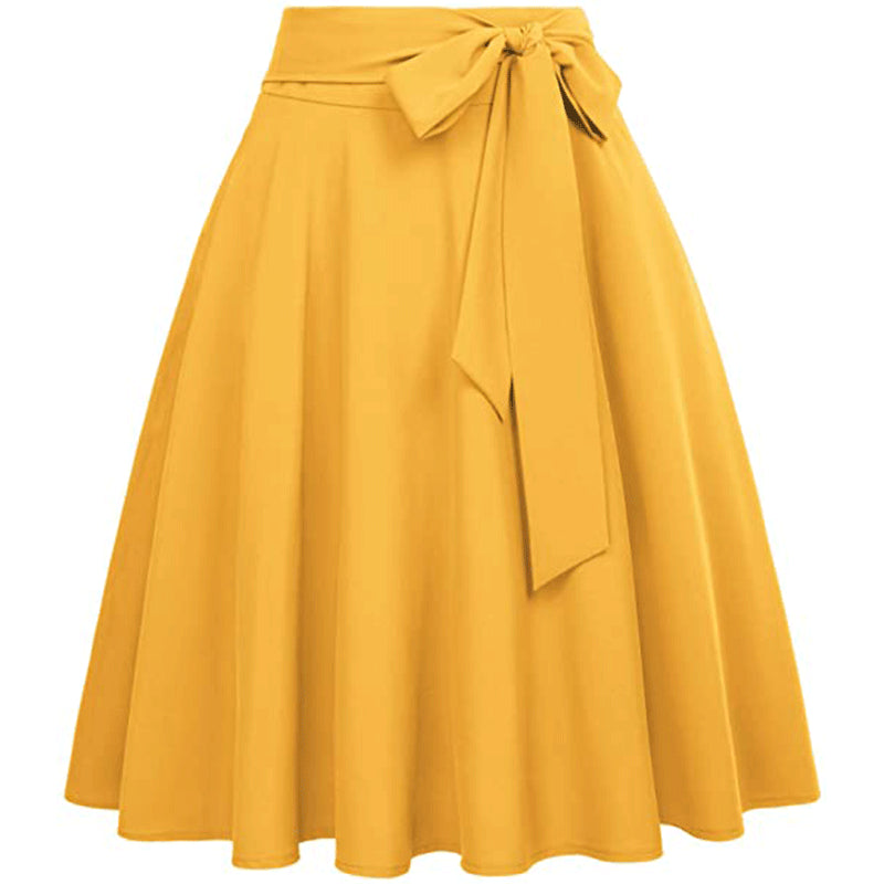 Women's bow waist flair skirt