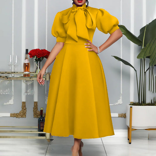 Plus Size Bow Banquet Evening Dress