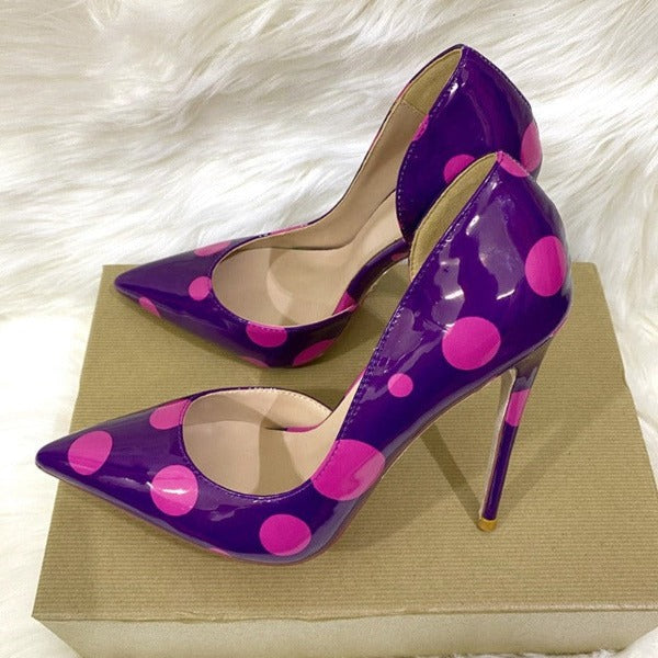 Polka Dot, Hollow Side, Pointed Thin Heel High Heels