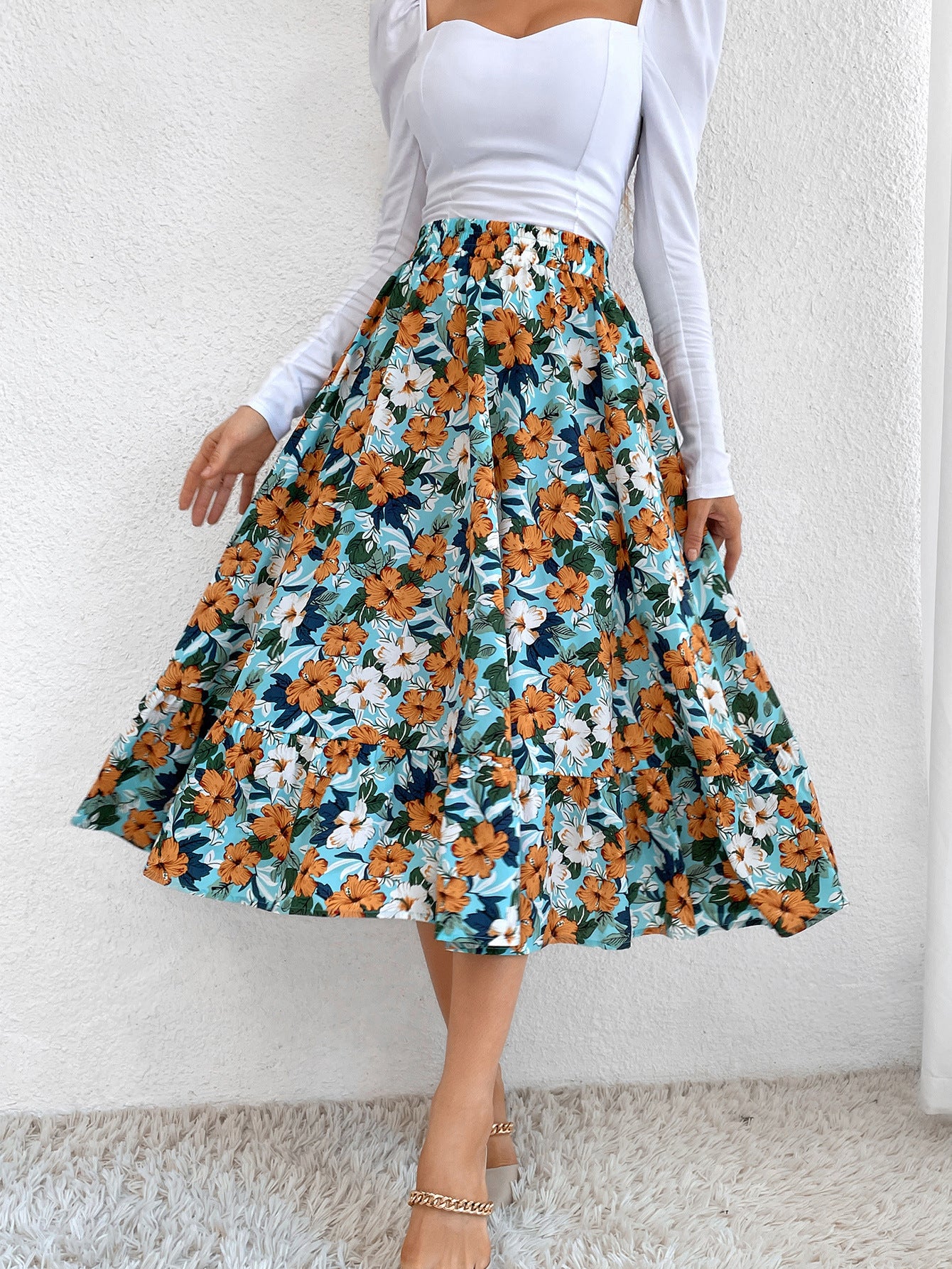 Women's Modest Print Simple Skirt