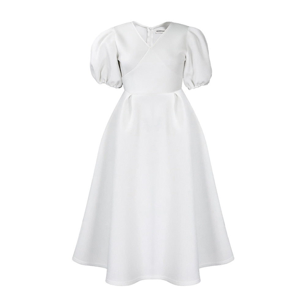 Women's V-neck Puff Sleeve Dress