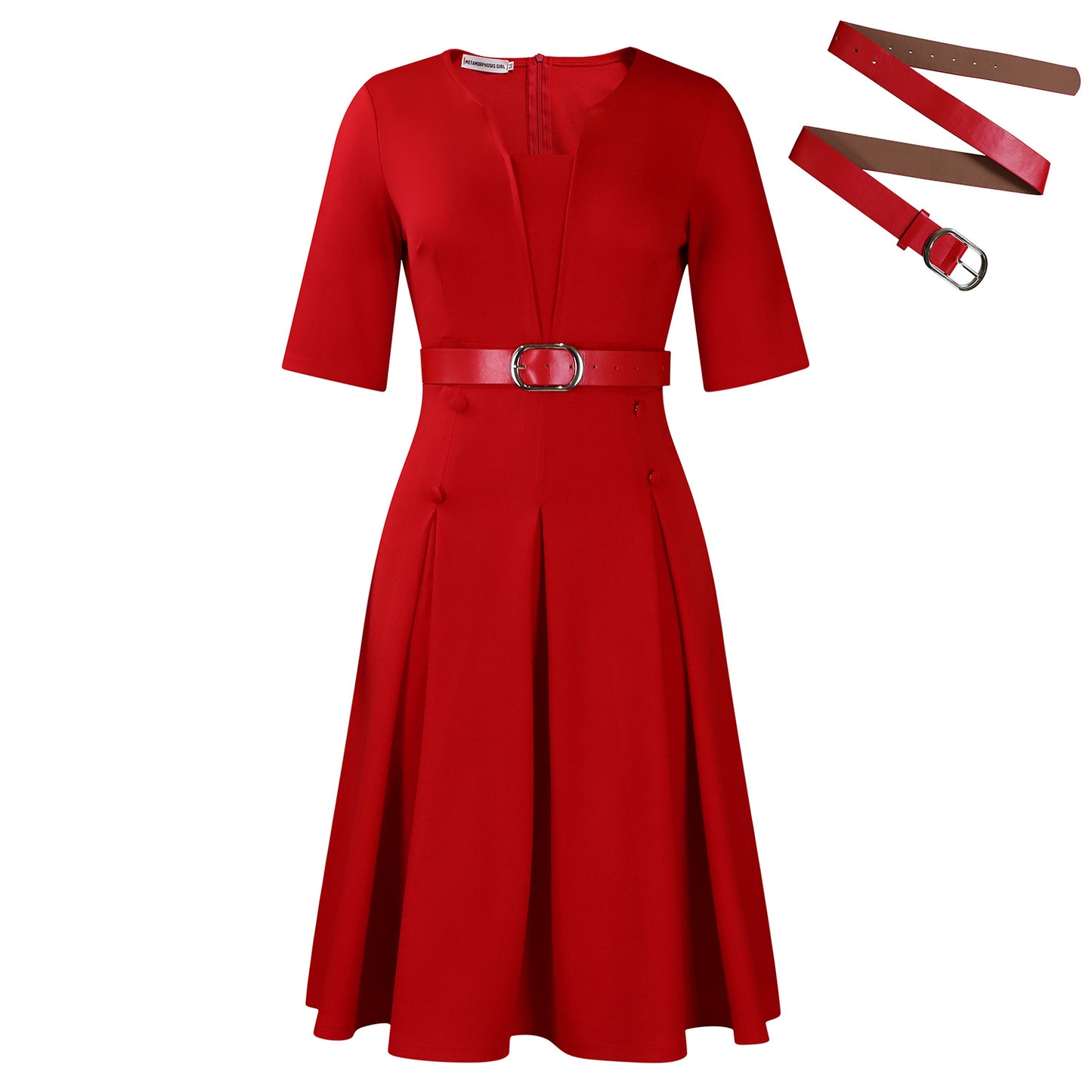 Women's Elegant Solid Color Box Pleat Dress