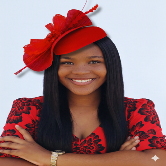Elegant Red Statement Fascinator Hat