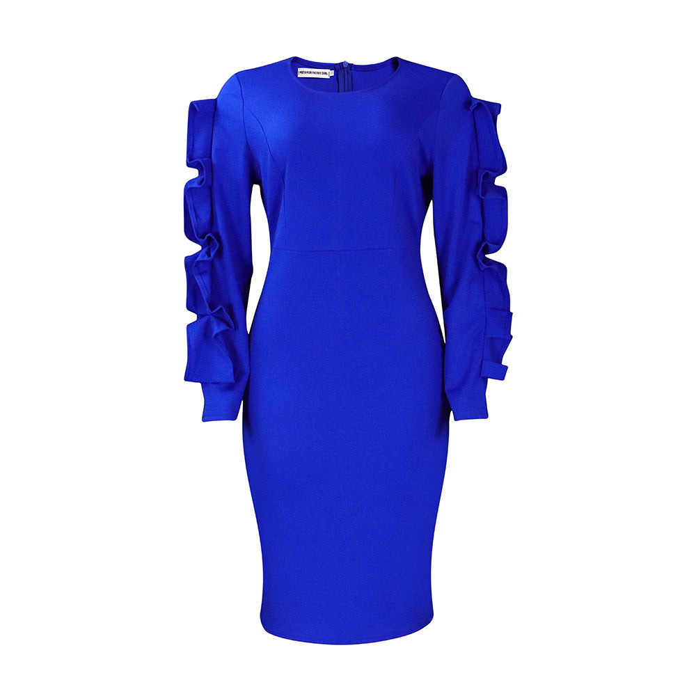 Elegant Dress Plus Size Long Sleeve Dress