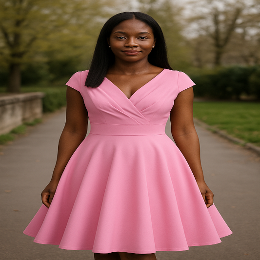 V-Neck Circle Skirt Dress
