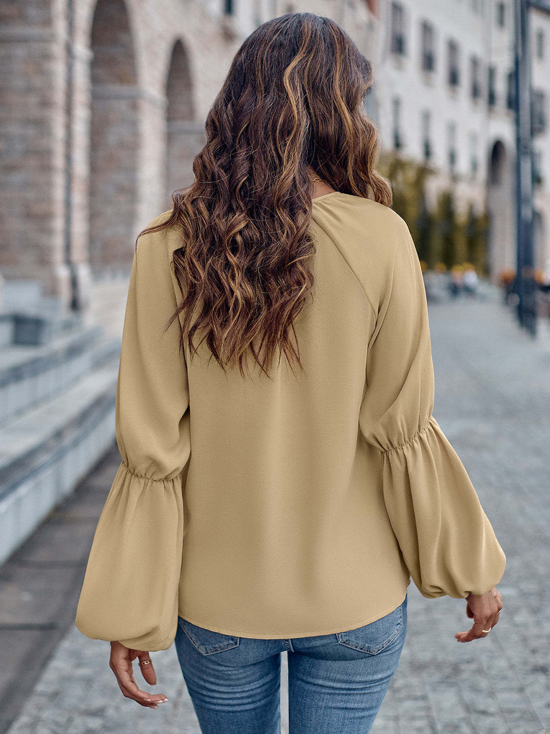 Solid Color V-neck Loose Women's Top