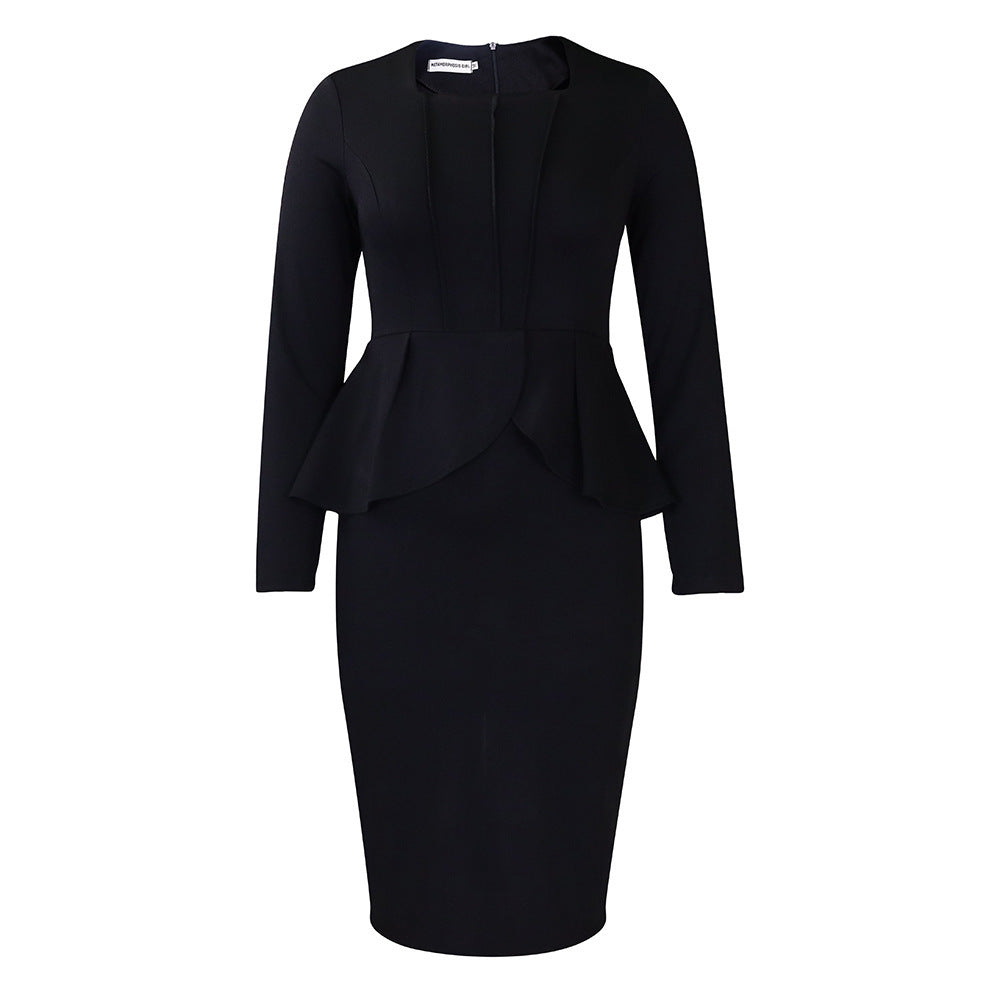 Women's Long Sleeve Elegant Ruffled Dress