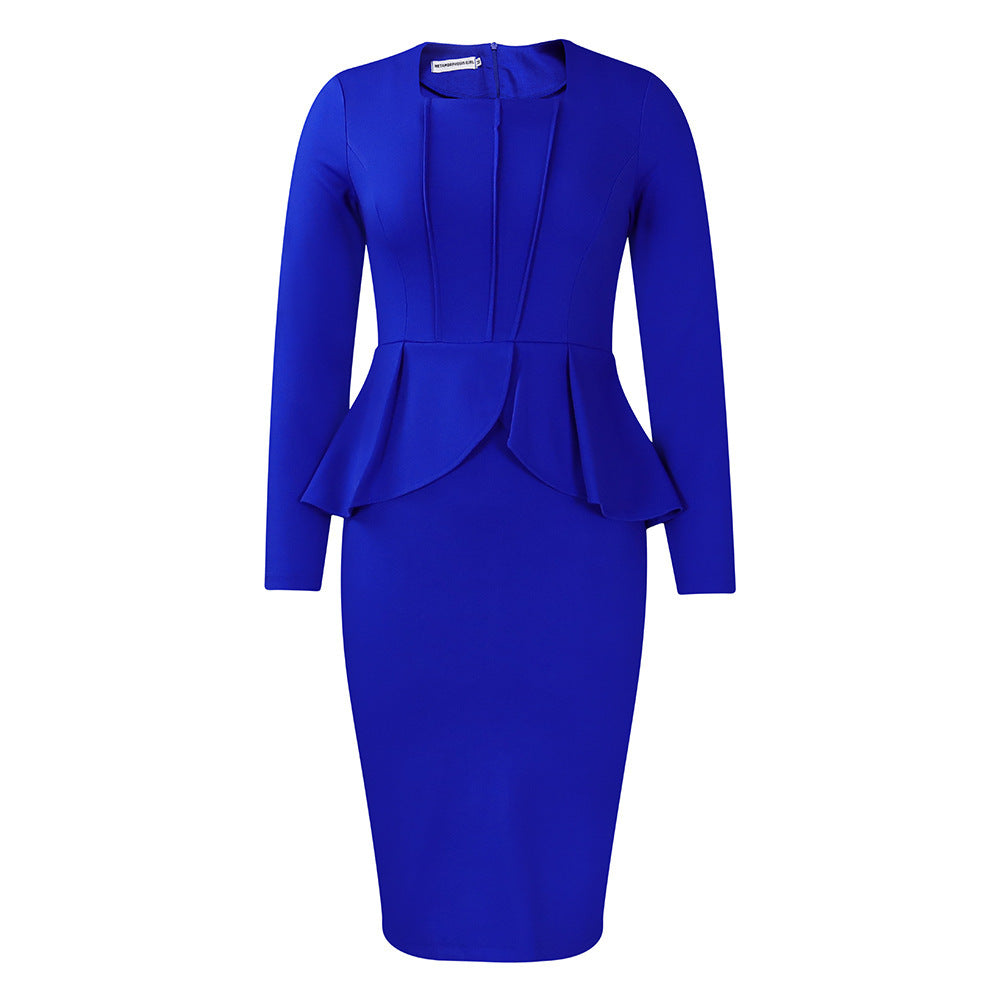 Women's Long Sleeve Elegant Ruffled Dress