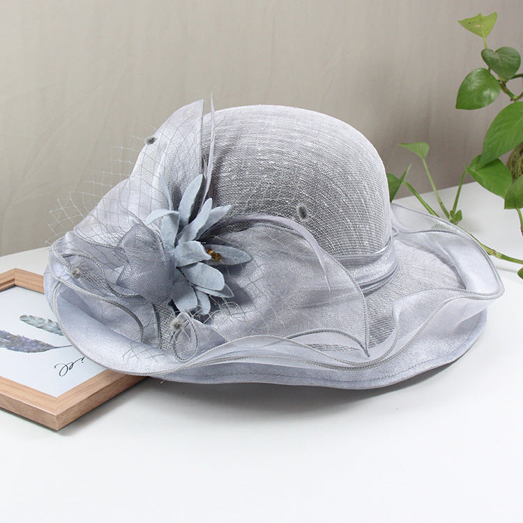 Women's Wavy Linen Wide Brim Top Hat