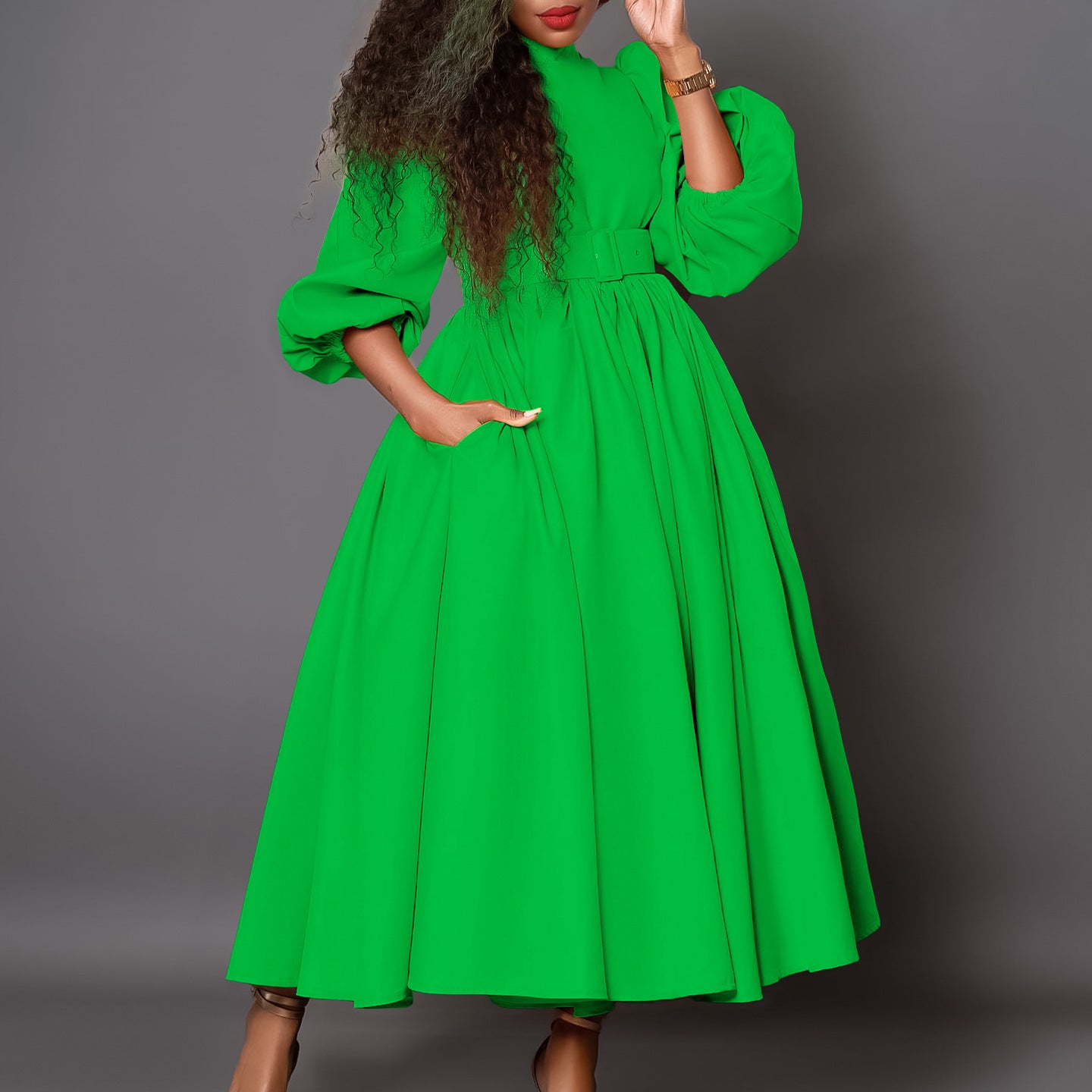 Women's Half Turtleneck 3/4 Sleeve Dress