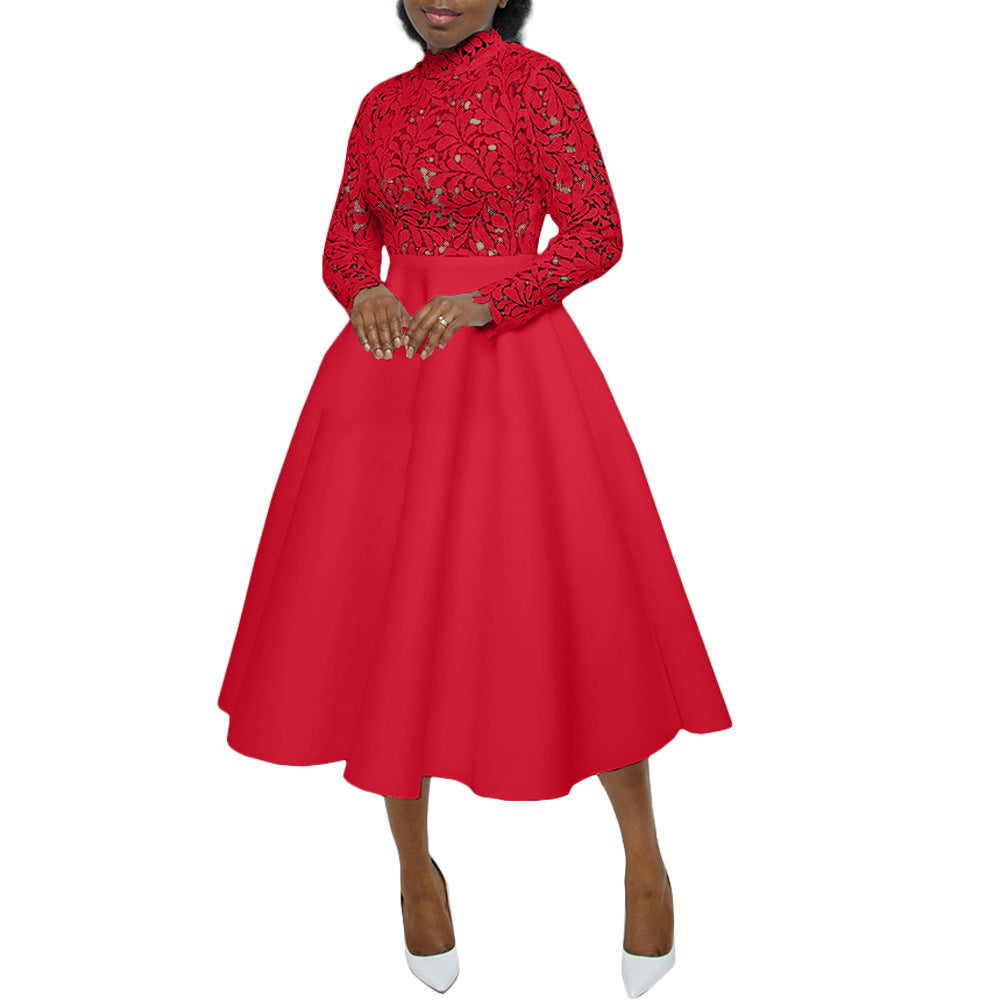 High-necked Lace Petal Dress