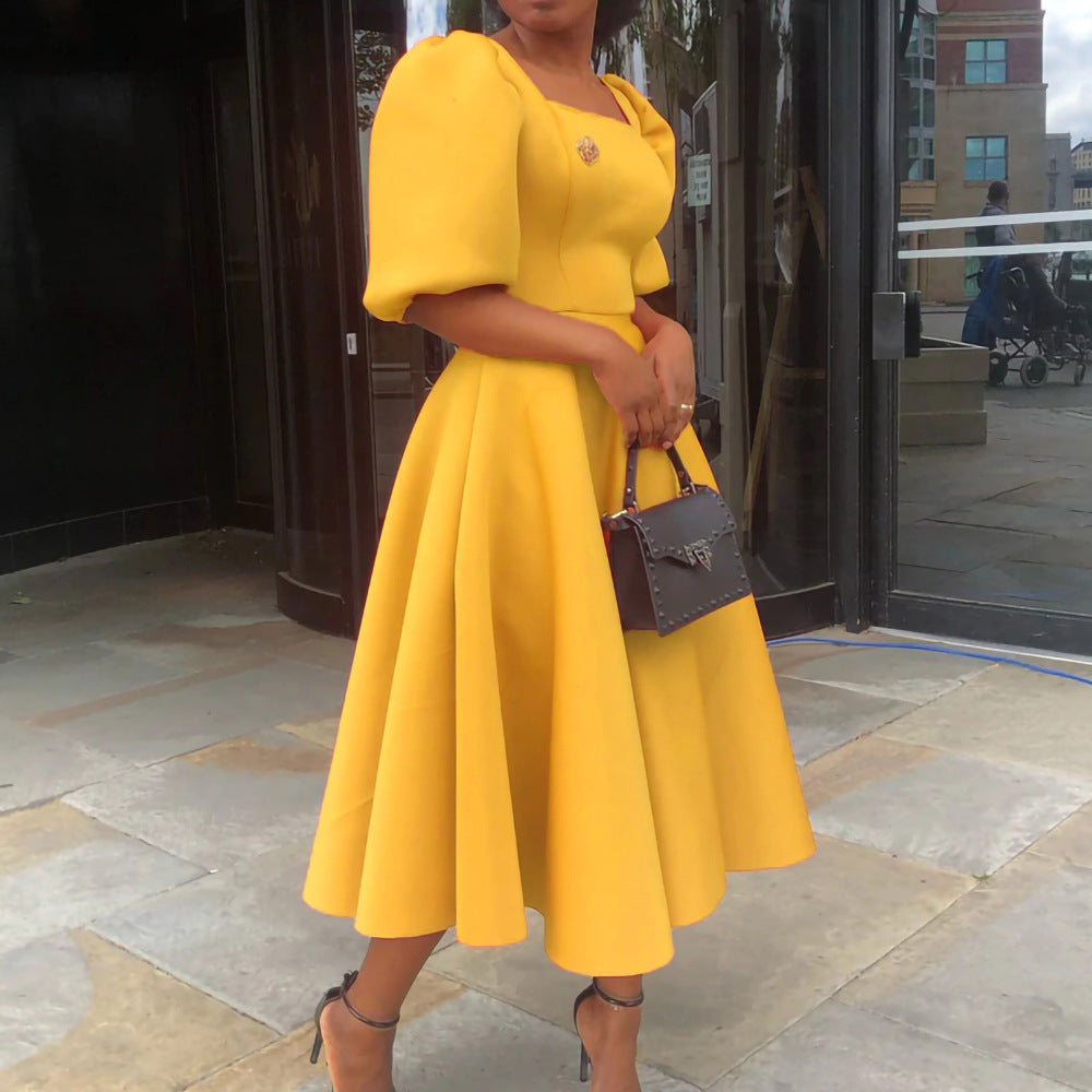 Women Solid Color Fashion Dress