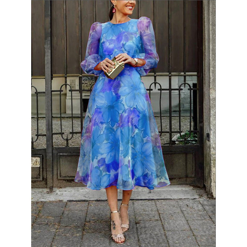 Female Fashion Sheer Flower Dress