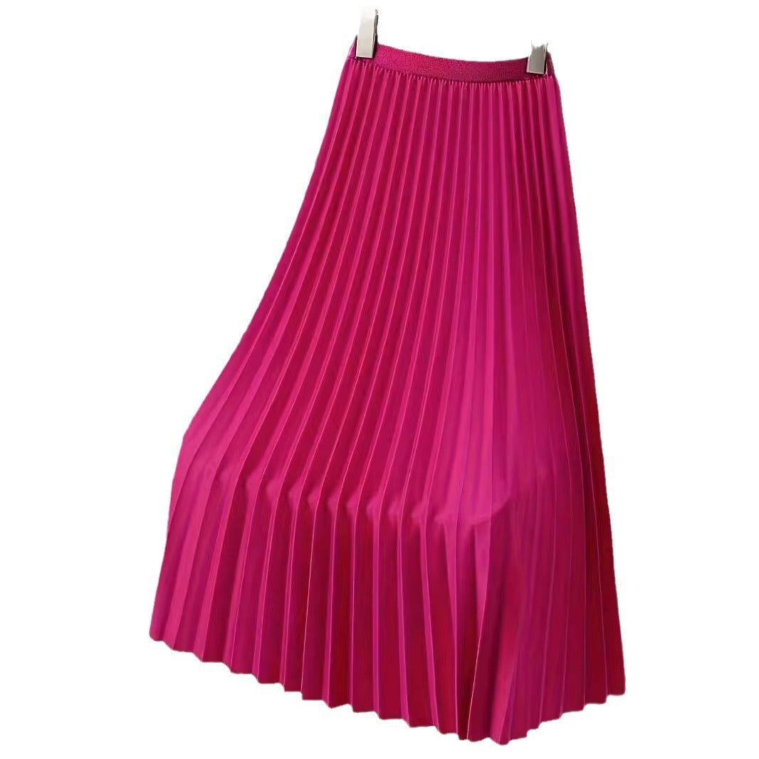Women's Modest Solid Color Pleated Church Skirt