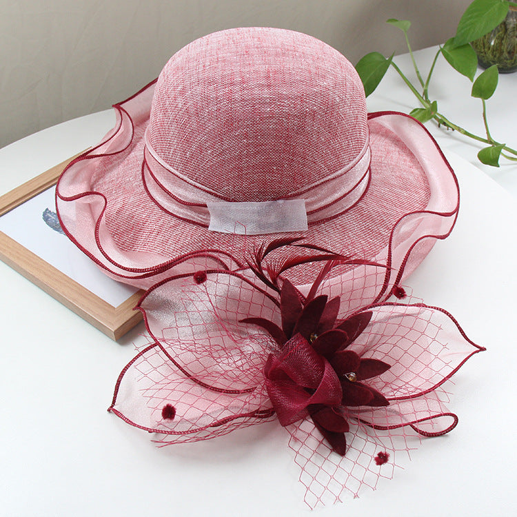 Women's Wavy Linen Wide Brim Top Hat