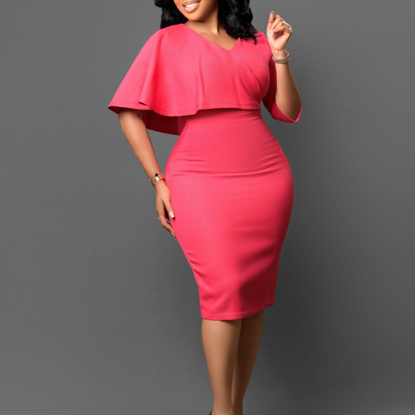 Elegant Solid Color Sheath Pencil Skirt Dress