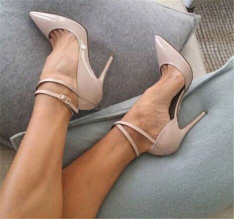 Fashion High Heels Pointed Toe Shallow Mouth Stiletto Buckle