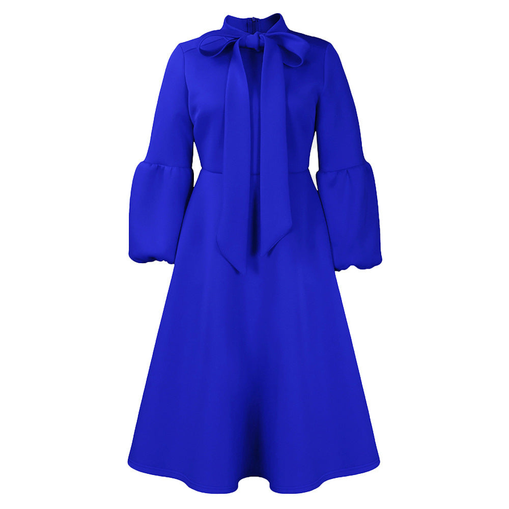 Elegant Puff Sleeve High Waist Dress